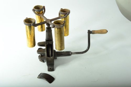 Antique Hand Operated Cast Iron Centrifuge Cream Separator With 4 Brass Tubes