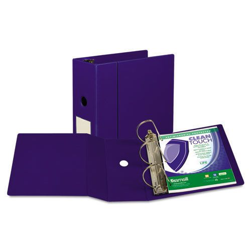 Clean Touch Locking D-Ring Reference Binder, Antimicrobial, 5&#034; Cap, Blue