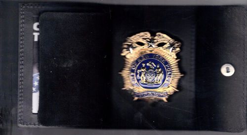 Nypd chief of detectives style badge cut-out &amp; id card snap wallet for sale