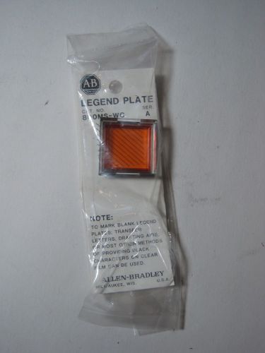 Allen Bradley Orange Push Button Legend Plate 800MS-WC NIB
