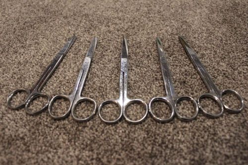 5 operating scissors 5&#034; surgical medical instrument veterinary sharp utility s.s for sale