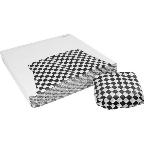 Restaurant Deli Paper Food / Basket Liner Wrap, 12&#034;x12&#034; Black Checkered 1000 ct