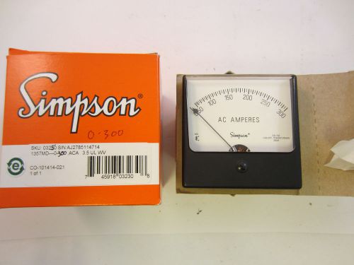 SIMPSON 1357 0-300 AC AMP PANEL METER CAT NO. 03250
