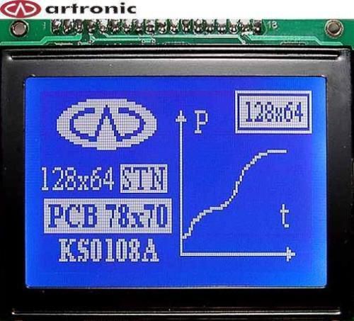ART-US New LCD-graph. 128x64-C with LED b/l-W/B (KS0108A) [ABG128064C17-BIW-R]
