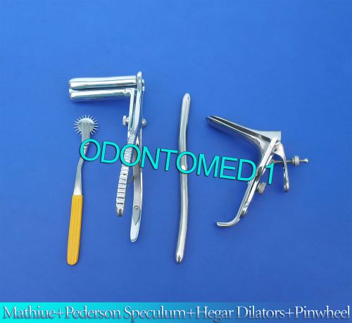 Mathieu Speculum+ Hegar Dilator+ Yellow Pinwheel &amp; Pederson Speculum Large