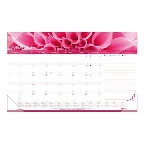 Brownline 2016 Monthly Desk Pad, Pink Ribbon, 17.75&#034; x 10.875&#034; (C1822PNK-16)