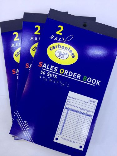 3 x Carbonless Sales Order Receipt Record Book 2 Part 50 Sets Duplicate Copy
