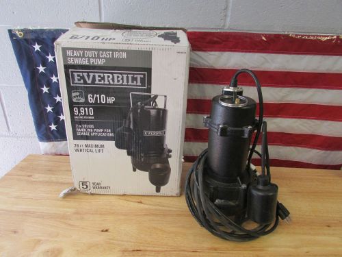 Everbilt ESE60W-HD 6/10 HP Heavy Duty Cast Iron Sewage Pump 1000 026 319