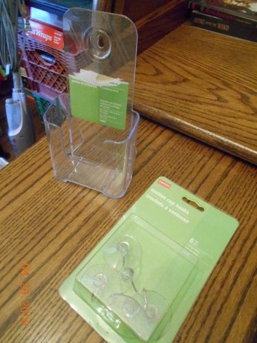 *Set* Brochure Holder with Suction Cup Hooks - Standing or Wall Mount