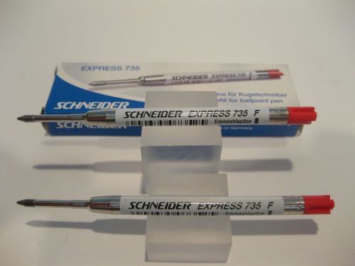 2 SCHNEIDER 735 BALLPOINT REFILLS- RED MEDIUM, WATWERPROOF INK