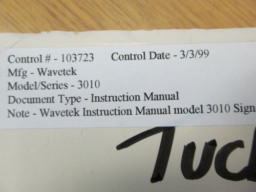 Wavetek 3010 Signal Generator Instruction Manual  w/ Schematics.