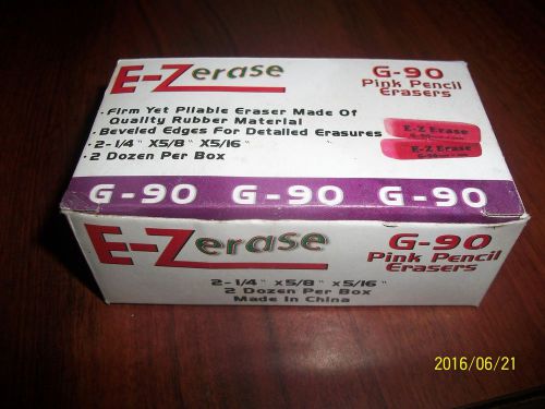 E-Z erase G-90 Pink Pencil Erasers 2 dozen Per Box  24 pk cheap school suply
