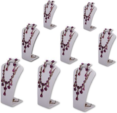 8Pc SET 5.5&#034;H WHITE LEATHER EARRING PENDANT EARRING JEWELRY DISPLAY STAND RD14W8