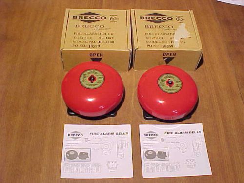 2 BRECCO HC-1120 FIRE ALARM BELL 6&#034;  W/BOXES &amp; INSTRUCTIONS BRAND NEW