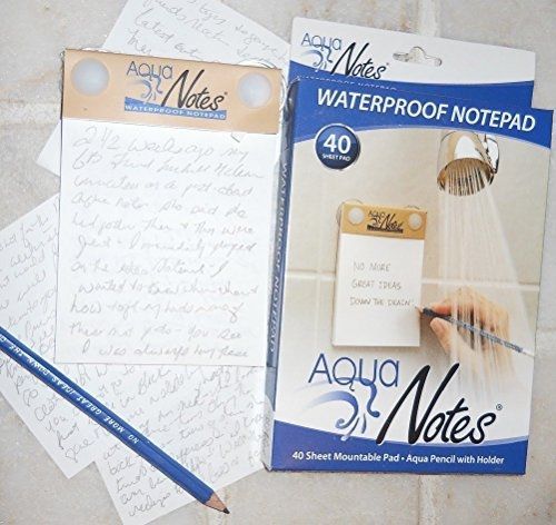 Aquanotes Aqua Notes - Waterproof Notepad 40 Sheet Mountable Pad (Pack of 2)