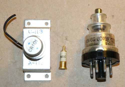 Two 1N21C  3GHz Mixer Diodes, Microwave Diode Mount, GE JAN-CG-2C40A Tube