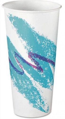 SOLO Cup Company Eco-Forward Treated Jazz Design 22 Oz Paper Cold Cups, 1000