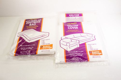 Lot of 3 Public Storage King/Queen Mattress Bag and 2 Sofa/Chair Covers