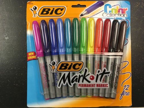 2 X BIC Mark-It Color Collection 12-Pk Assorted Fine Point Permanent Markers=24