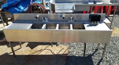 Krowne Four Compartment Bar Sink w/ Drainboards Left &amp; Right