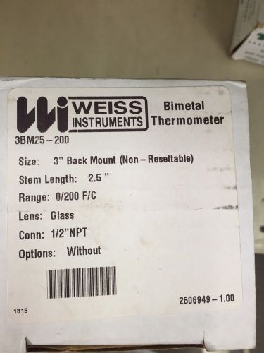 Weiss instruments thermometer 3bm25-200 for sale