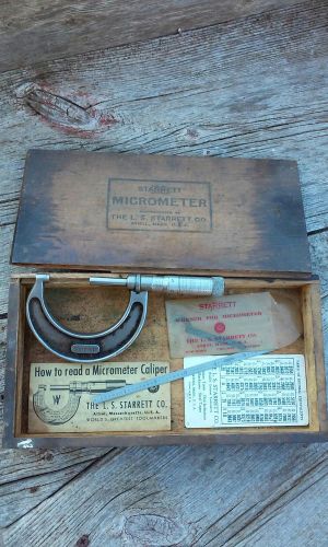 Vintage starrett 1-2 micrometer 436 w/ 436 wood box case machinist tool + extr for sale