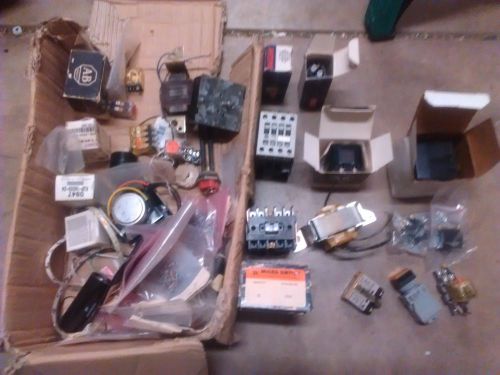 Large Lot of Industrial Electrical Parts - Contactos Relays Resistors Switches