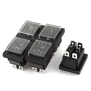 Uxcell 5 pcs 6 pin dpdt on/off waterproof rocker switch ac 250v/16a 125v/20a for sale