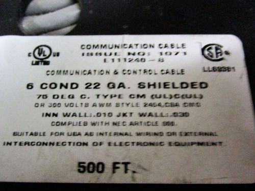 Carol Cable  22 gauge, 6 cond, type CM, 75 deg C, shielded, 500 ft