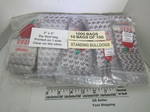 1000 standing bulldogs 2&#034; x 2&#034; 2 mill plastic zip seal bags new! for sale