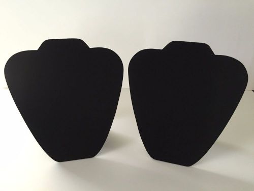 Lot of 2 Black Flocked Necklace Displays Easel Design Folds Flat Jewelry Display