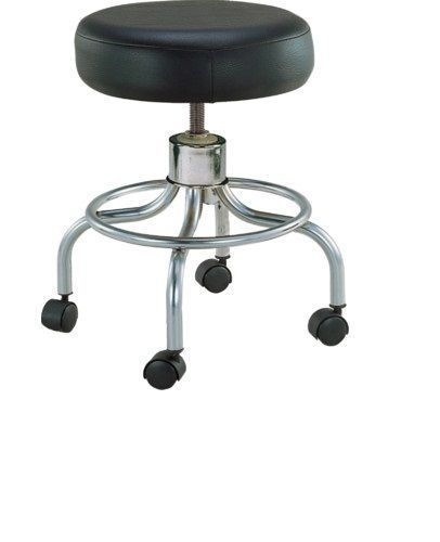 Revolving Adjustable-Height Stool 14&#034; Seat Diameter - 4&#034; Thick Padded Black Seat