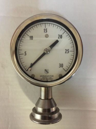 Duragauge stainless steel sanitary pressure gauge, 0-30 psi for sale