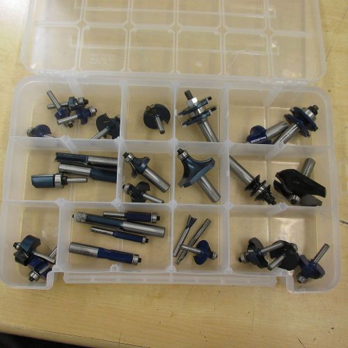 28 assorted large router bits clean bosch skil irwin you gotta see this no reser for sale