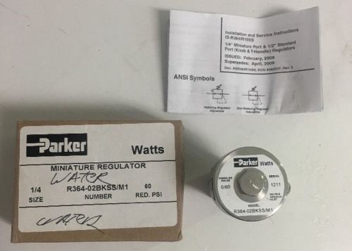 PARKER WATTS R364-02BKSS/M1 REGULATOR *NEW IN A BOX* 1/4in 60psi