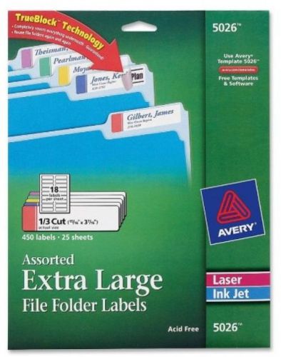 Avery Extra-Large File Folder Labels In Assorted Colors For Laser And Inkjet X