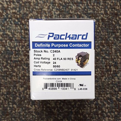 Packard C240A 40 AMP 24 VAC 2-Pole Definite Purpose Contactor HVAC -DAMAGED BOX!