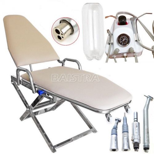 Dental Unit Chair stainless steel Wheels Foldable Portable Air Turbine Handpiece