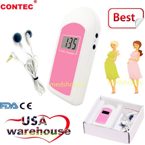 USA seller  FDA Pocket Prenatal Heart Monitor,Fetal Heart Doppler Headset+GeL.