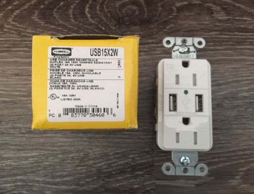 Hubbell Wiring Systems USB15X2W USB Receptacle