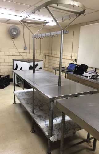 Commercial Prep Work Table Station w/ Pots and Pans Hooks