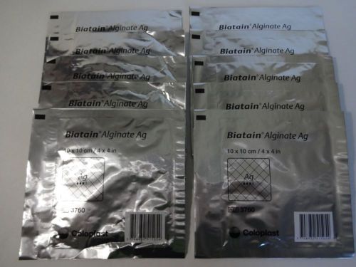 Coloplast Biatain Alginate Ag Soft Dressing with Silver 3760 4 x 4 in (10 PACK)