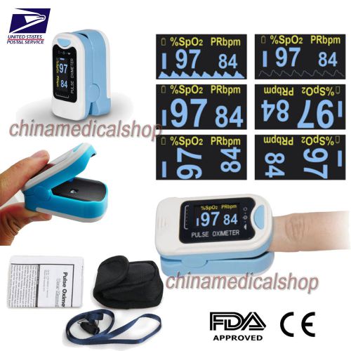 FDA US seller Finger Tip Pulse Oximeter Blood Oxygen SpO2 Monitor Pouch &amp;lanyard