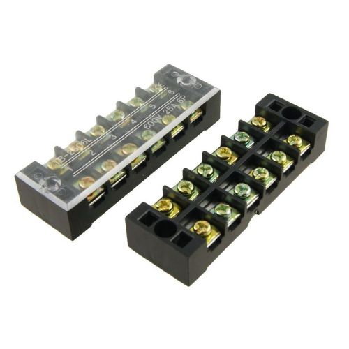 Uxcell 5 pcs 6 position screw terminal covered barrier strip 600v 25a for sale