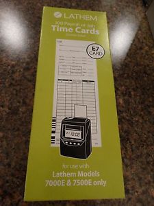 100 TIME CARDS FOR LATHEM 7000E and LATHEM 7500E CALCULATING TIME CLOCK