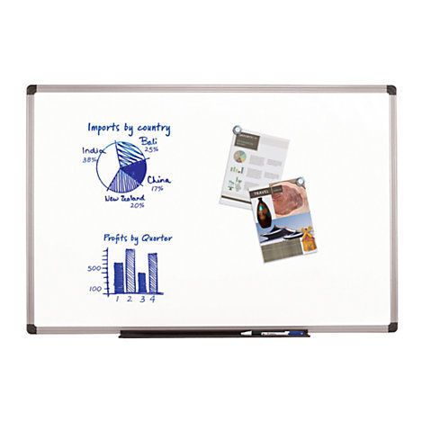 FORAY Porcelain Magnetic Dry-Erase Board, 48&#034; x 96&#034;, White Board, Aluminum Fram