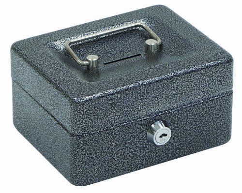 Hercules CB0604 Key Locking Cash Box, 6&#034; x 4.62&#034; x 3&#034;, Recycled Steel, Silver