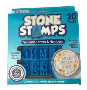 Lot Of 4 Stone Stamps Victorian Letters &amp; Numbers Plaster Of Paris Memory Stone