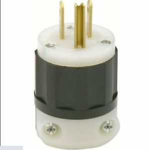 Straight Blade Plug, 15 Amp, 125 Volt, Industrial Grade - Black &amp; White 6-PACK