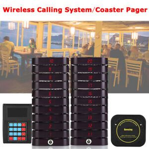 Restaurant Pager Queuing Calling System1 Transmitter+20 Coaster Pagers